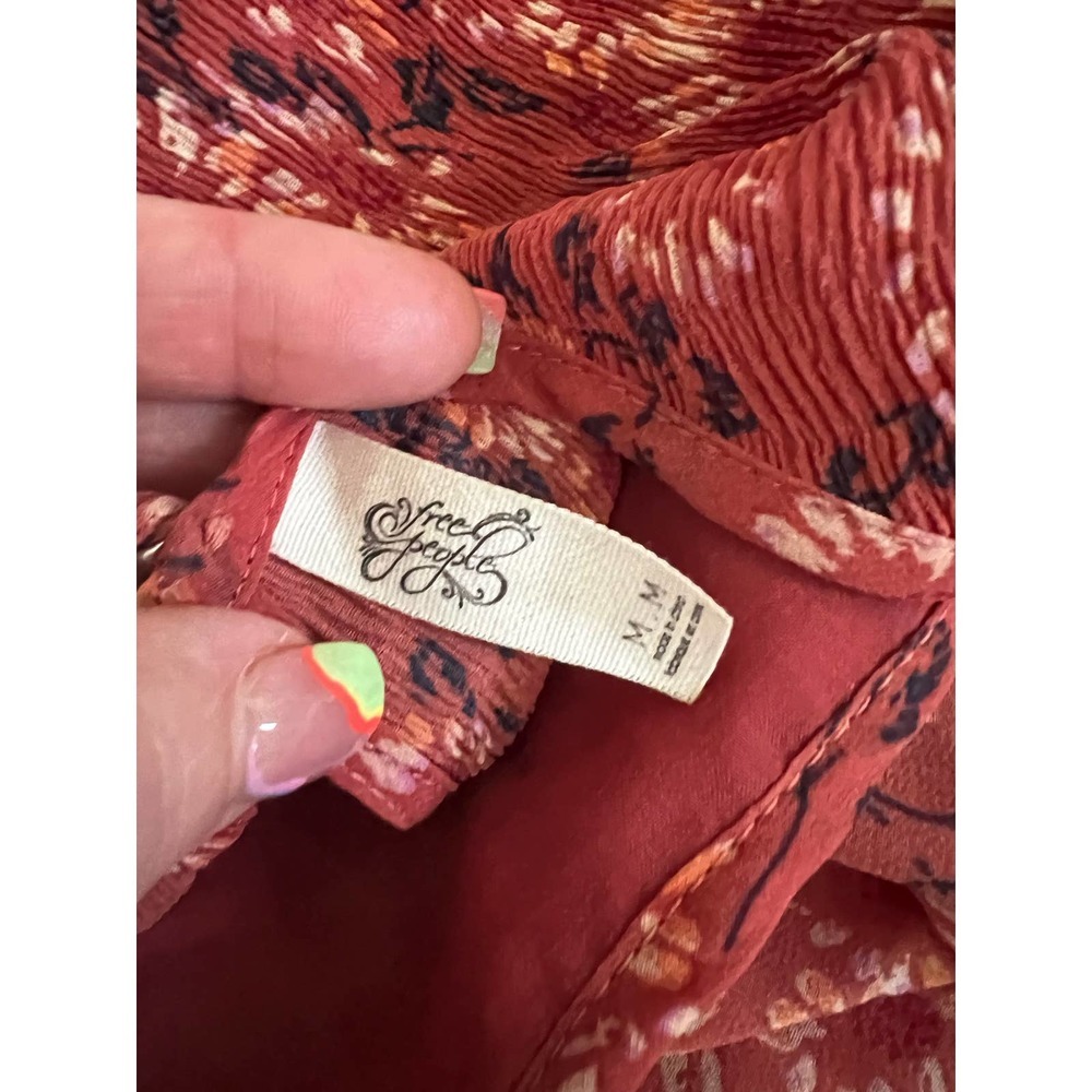 FREE PEOPLE Charlotte Open Waters Floral Boho Pleated Midi Dress - Picture 16 of 16